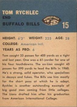 1962 Fleer #15 Tom Rychlec Back