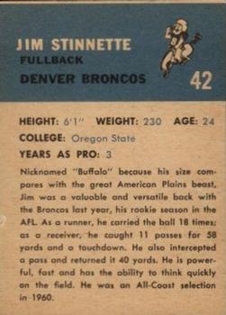 1962 Fleer #42 Jim Stinnette Back