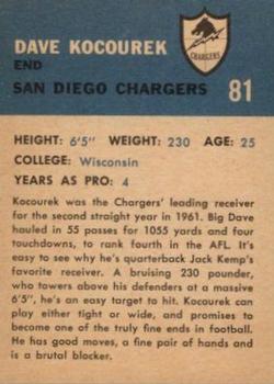 1962 Fleer #81 Dave Kocourek Back