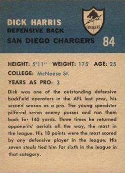 1962 Fleer #84 Dick Harris Back