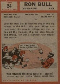 1962 Topps #24 Ron Bull Back