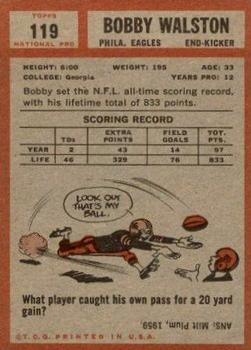 1962 Topps #119 Bobby Walston Back