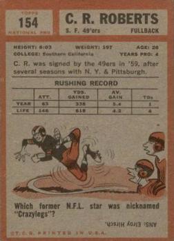 1962 Topps #154 C.R. Roberts Back