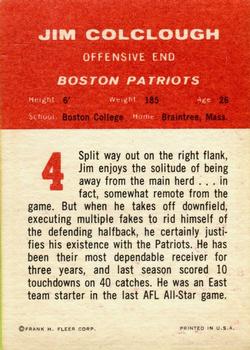1963 Fleer #4 Jim Colclough Back