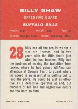 1963 Fleer #28 Billy Shaw Back