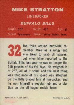 1963 Fleer #32 Mike Stratton Back