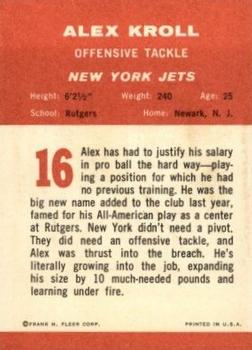 1963 Fleer #16 Alex Kroll Back