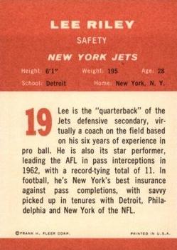 1963 Fleer #19 Lee Riley Back