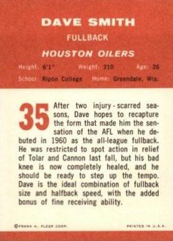 1963 Fleer #35 Dave Smith Back