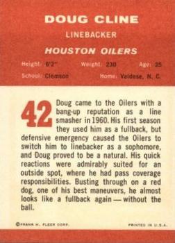 1963 Fleer #42 Doug Cline Back