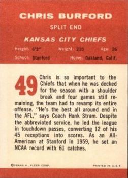 1963 Fleer #49 Chris Burford Back