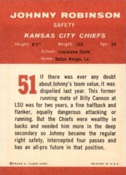 1963 Fleer #51 Johnny Robinson Back