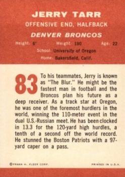 1963 Fleer #83 Jerry Tarr Back