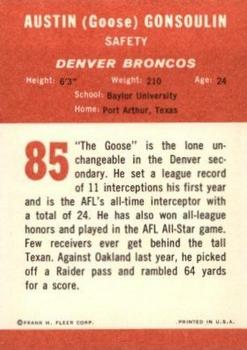 1963 Fleer #85 Goose Gonsoulin Back