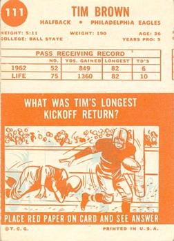 1963 Topps #111 Tim Brown Back