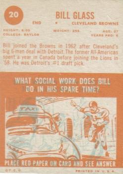1963 Topps #20 Bill Glass Back