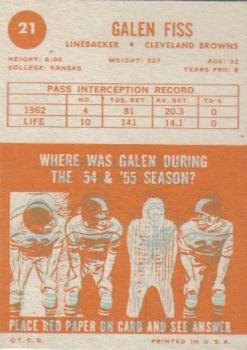 1963 Topps #21 Galen Fiss Back