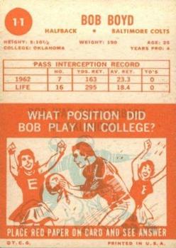 1963 Topps #11 Bob Boyd Back