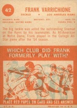1963 Topps #42 Frank Varrichione Back