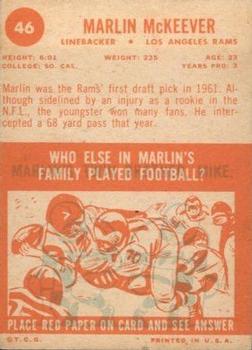 1963 Topps #46 Marlin McKeever Back