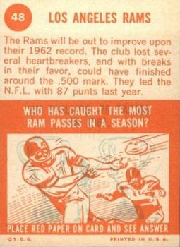 1963 Topps #48 Los Angeles Rams Back