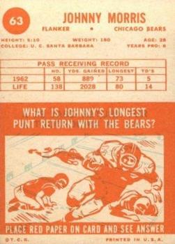 1963 Topps #63 Johnny Morris Back