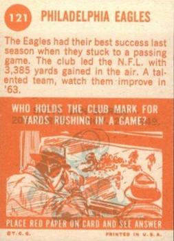 1963 Topps #121 Philadelphia Eagles Back