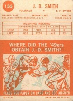 1963 Topps #135 J.D. Smith Back