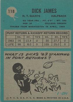 1964 Philadelphia #118 Dick James Back