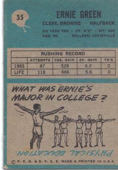 1964 Philadelphia #35 Ernie Green Back