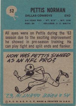 1964 Philadelphia #52 Pettis Norman Back