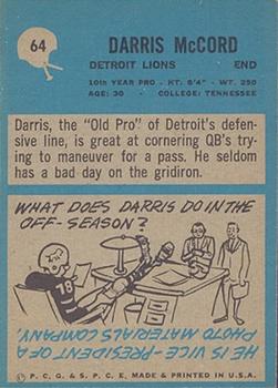 1964 Philadelphia #64 Darris McCord Back