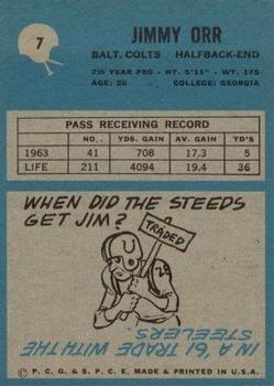 1964 Philadelphia #7 Jimmy Orr Back