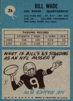 1964 Philadelphia #26 Bill Wade Back