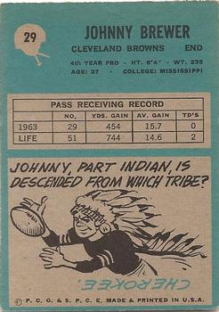 1964 Philadelphia #29 Johnny Brewer Back