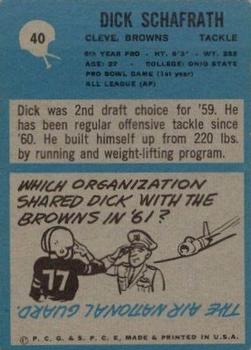 1964 Philadelphia #40 Dick Schafrath Back