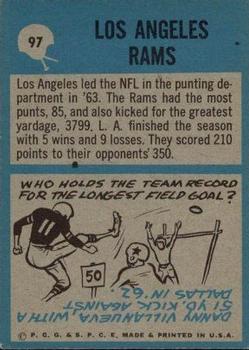 1964 Philadelphia #97 Los Angeles Rams Back