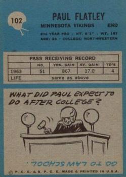 1964 Philadelphia #102 Paul Flatley Back