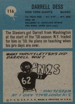 1964 Philadelphia #116 Darrell Dess Back