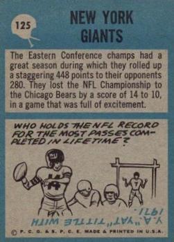 1964 Philadelphia #125 New York Giants Back