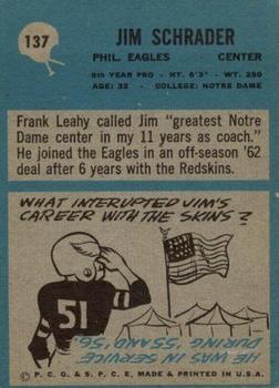 1964 Philadelphia #137 Jim Schrader Back