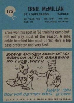 1964 Philadelphia #175 Ernie McMillan Back