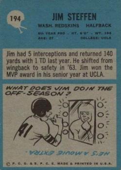 1964 Philadelphia #194 Jim Steffen Back