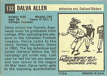 1964 Topps #132 Dalva Allen Back