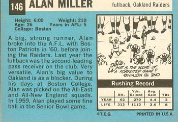 1964 Topps #146 Alan Miller Back