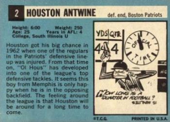 1964 Topps #2 Houston Antwine Back