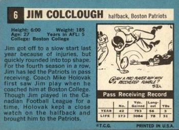 1964 Topps #6 Jim Colclough Back