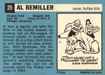 1964 Topps #25 Al Bemiller Back