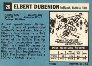 1964 Topps #26 Elbert Dubenion Back