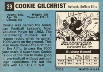 1964 Topps #29 Cookie Gilchrist Back